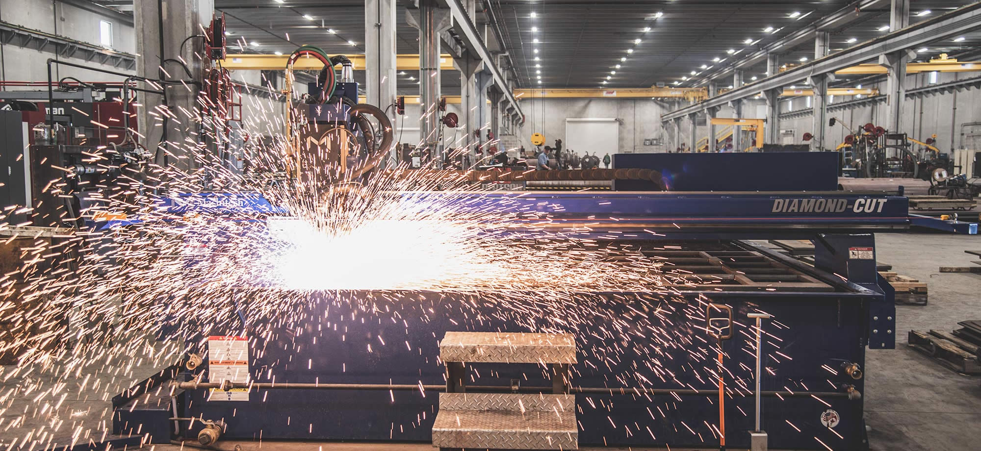 machine diamond cut cutting piece of steel